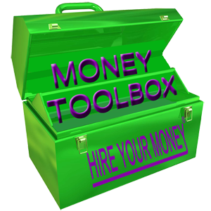 Green toolbox with words Money Toolbox